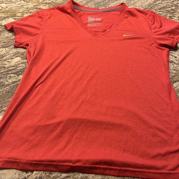 NIKE dri fit large v-neck polyester rust/burnt orange color EUC - Picture 3 of 4